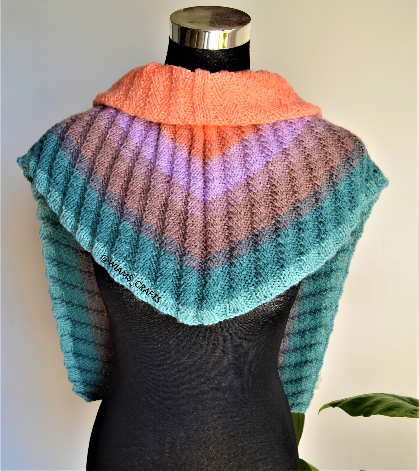Ribbed Shawlette Knitting Pattern Etsy