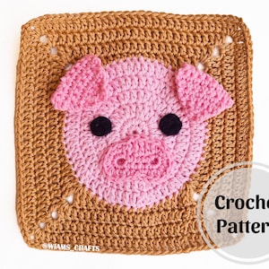 Piggy Grandma Square - Patrón de crochet en PDF de Wiam's Crafts