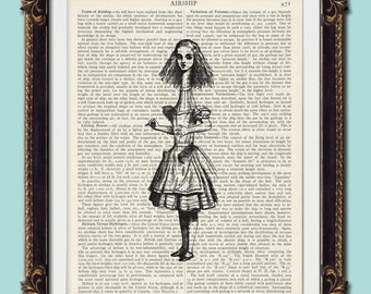 Alice in wonderland growing curious quote dictionary print retro kitsch vintage wall art decorations gift sister friend nursery