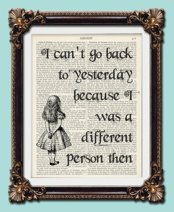 Alice in Wonderland Different Person Then Quote Dictionary - Etsy