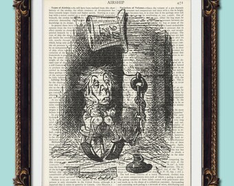 Alice in wonderland Hatter in chains quote dictionary print retro kitsch vintage wall art decorations gift sister friend nursery