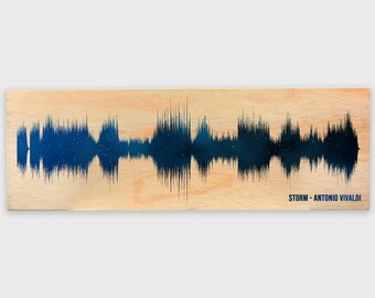 Birthday Gift, Sound Wave Art, Gift for Her, Gift for Him, Custom Song Print on Wood, Scannable Soundwave