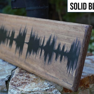 5th anniversary gift, wood anniversary, soundwave art on wood, gift for husband, gift for wife Solid Black