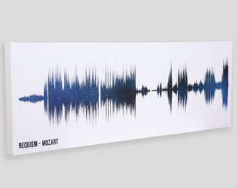 2nd anniversary gift, cotton anniversary gift for her, Night Sky Sound Wave Art, Song Soundwave on Canvas