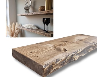 Estante flotante de madera maciza, estilo rústico, estante de pared de madera de 60-160 cm, hecho a mano en Alemania, juego de 2 o 3, estilo industrial.