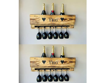 Mini Bar 66 cm Vin | Porte-verre à vin en étagère en bois rustique en meubles en palettes - Astuce cadeau