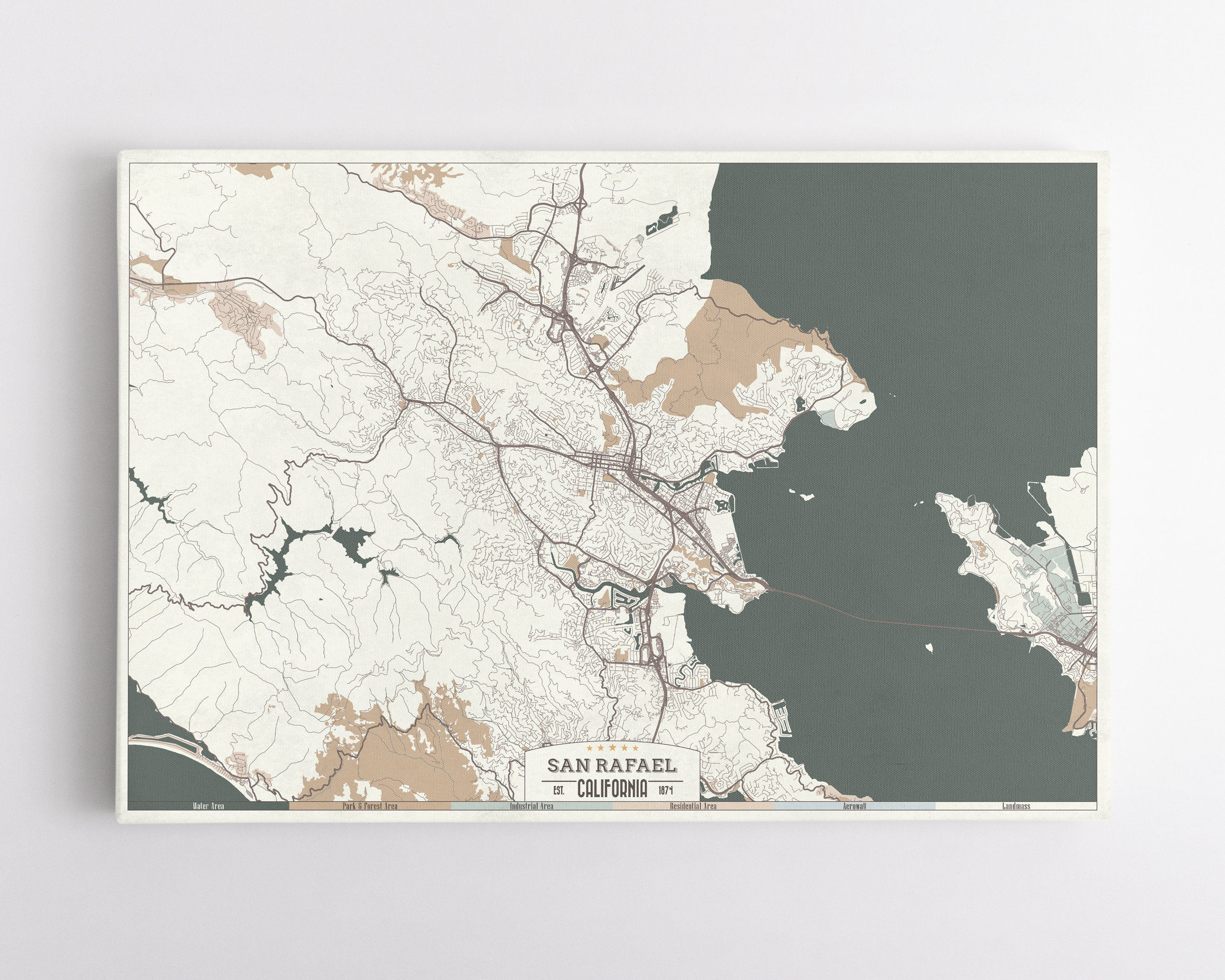 SAN RAFAEL CA Framed Canvas Map Print Retro Style Floating Etsy