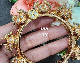 peacock bangles/ Indian bridal gold plated kada/Traditional Bracelet,Antique Bangle,Bracelet for women,Heavy Bracelet,Rajwadi kada,ruby kada
