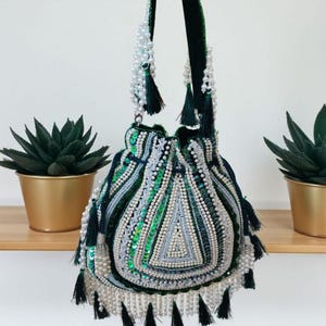 Handmade Pearl Beaded Potli Bag | Bridal Wedding Clutch | Indian Ethnic Party Purse | Festive Potli Pouch for Women