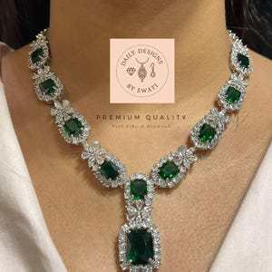 red blue green necklace Sabyasachi ad necklace set Indian Bridal jewelry Cz Necklace Set pakistani jewellery wedding jewelry haar