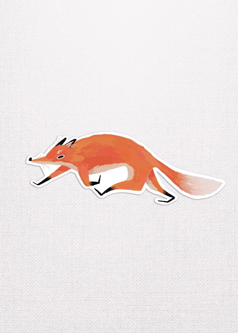 Sneaky Fox Glossy Sticker: Splashproof Decal for Laptop, Flask image 1