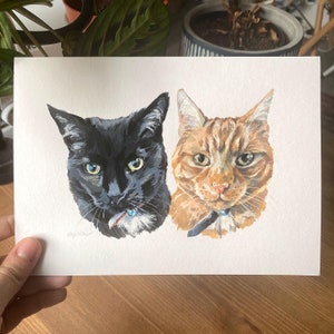 Retrato de mascota personalizado en gouache: arte de gato o perro pintado a mano (A7/A6/A5)
