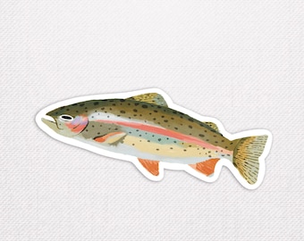 Rainbow Trout Fish Glossy Sticker: Splashproof Decal for Laptop, Flask
