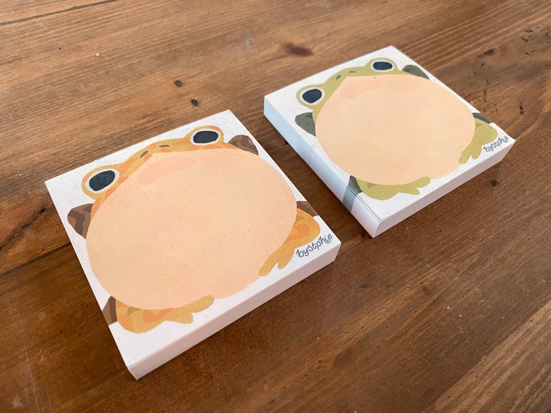Froggy Memo Pads 100 Sheet Paper Notepad Two Frog Designs Pac-man Frog Horned Frog Reminder Pad To Do List Note Block image 7