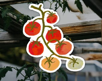 Cherry Tomato Vine Sticker: Glossy Splashproof Decal