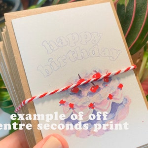 Mini Cake Birthday Card A7 Small Greeting Card 100% Recycled Card & Envelope Hand Painted Gouache Premium Thick Heavy Card Quality image 6