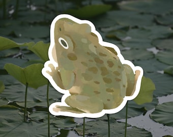 Glossy Frog Sticker: Splashproof Toad Decal for Laptop, Water Bottle