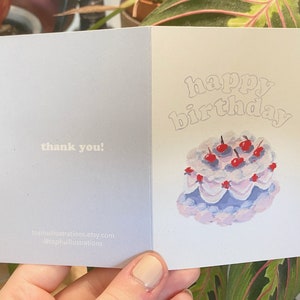 Mini Cake Birthday Card A7 Small Greeting Card 100% Recycled Card & Envelope Hand Painted Gouache Premium Thick Heavy Card Quality image 4