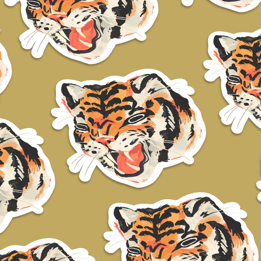 Tiger Glossy Sticker | Splashproof Sticker for Water Bottle, Flask ...