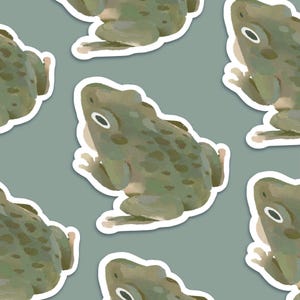 Glanzende sticker kikker | Spatwaterdichte sticker voor bidon, fles, laptop, planner, gitaar, agenda | Sticker Froggy/pad | Sticker kikker