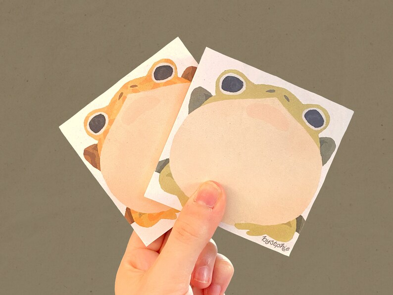 Froggy Memo Pads 100 Sheet Paper Notepad Two Frog Designs Pac-man Frog Horned Frog Reminder Pad To Do List Note Block image 1