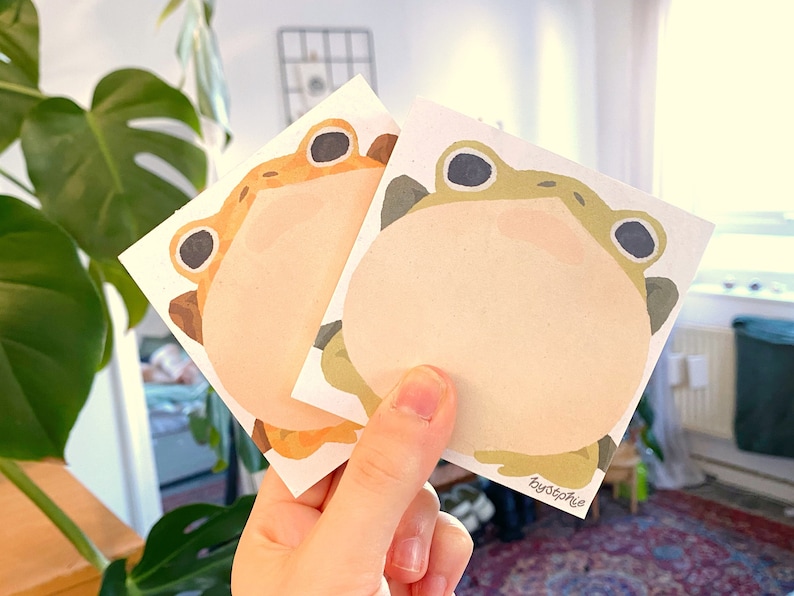 Froggy Memo Pads 100 Sheet Paper Notepad Two Frog Designs Pac-man Frog Horned Frog Reminder Pad To Do List Note Block image 2