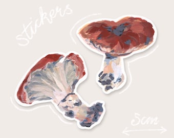 Mushroom Toadstool Stickers | 5cm Large Eco Paper Die Cut Stickers | Cottagecore Painterly Gouache Stickers | September Autumnal Autumn Fall