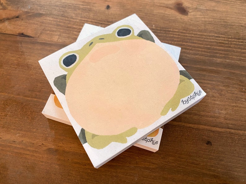 Froggy Memo Pads 100 Sheet Paper Notepad Two Frog Designs Pac-man Frog Horned Frog Reminder Pad To Do List Note Block image 5