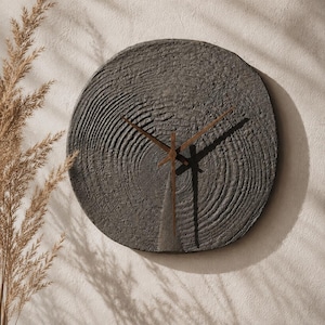 Large Minimalist Wall Clock, Unique Rustic Ceramic Decor, Wabi Sabi- Japandi Home Accent