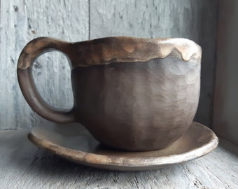 Handmade Dark Brown Ceramic Mug