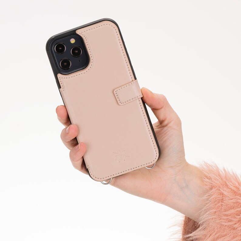 Venito Fermo Premium Leather Crossbody Wallet Case for iPhone 12 Pro Max Nude Pink 12 Mini iPhone 12 Pro iPhone 12