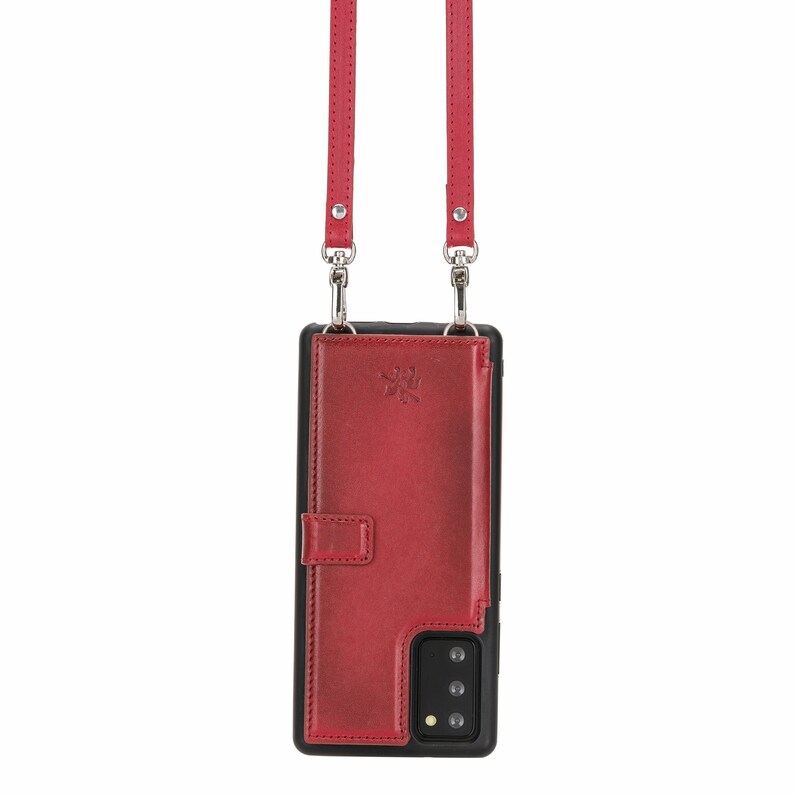 Burnt Red Note 20 Ultra Venito Fermo Premium Leather Crossbody Wallet Case for Samsung Galaxy Note 20