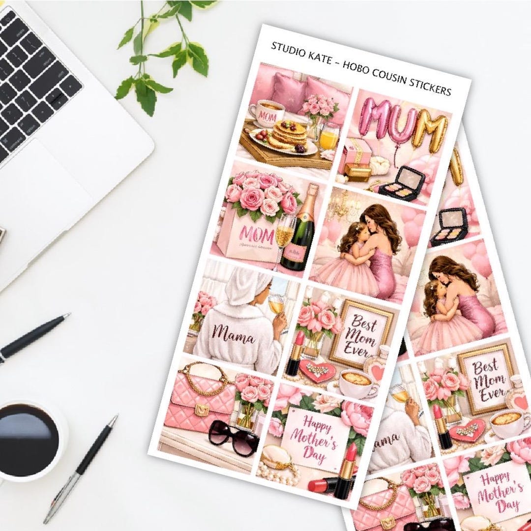 Roses & Rosé | A5 / Hobonichi Cousin Weekly Sticker Kit | Mother's Day ...