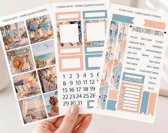 Beach House Bliss | A5 / Hobonichi Cousin Weekly Sticker Kit | Summer Coastal Planner Stickers