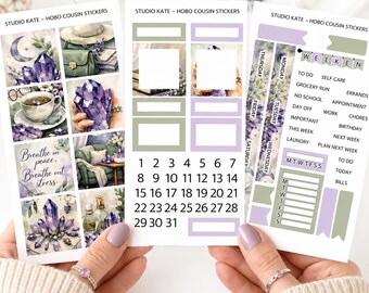 Amethyst & Sage | A5 Planner / Hobonichi Cousin Weekly Sticker Kit | Precious Gem