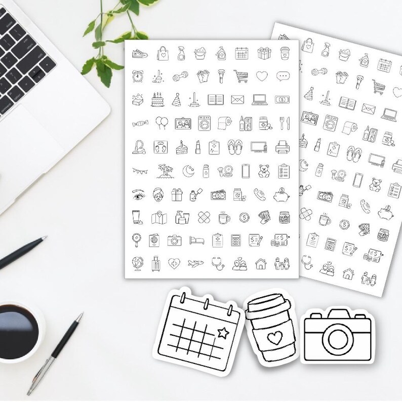 Mini Icon Planner Stickers | Journaling, Planning, Mixed Icons (1 Sheet ...