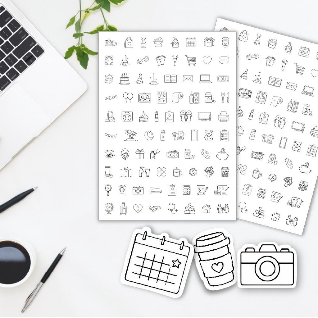 Mini Icon Planner Stickers | Journaling, Planning, Mixed Icons (1 Sheet ...