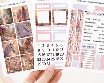 Unicorn Dreams | A5 Planner / Hobonichi Cousin Weekly Sticker Kit | Pink Purple Fantasy