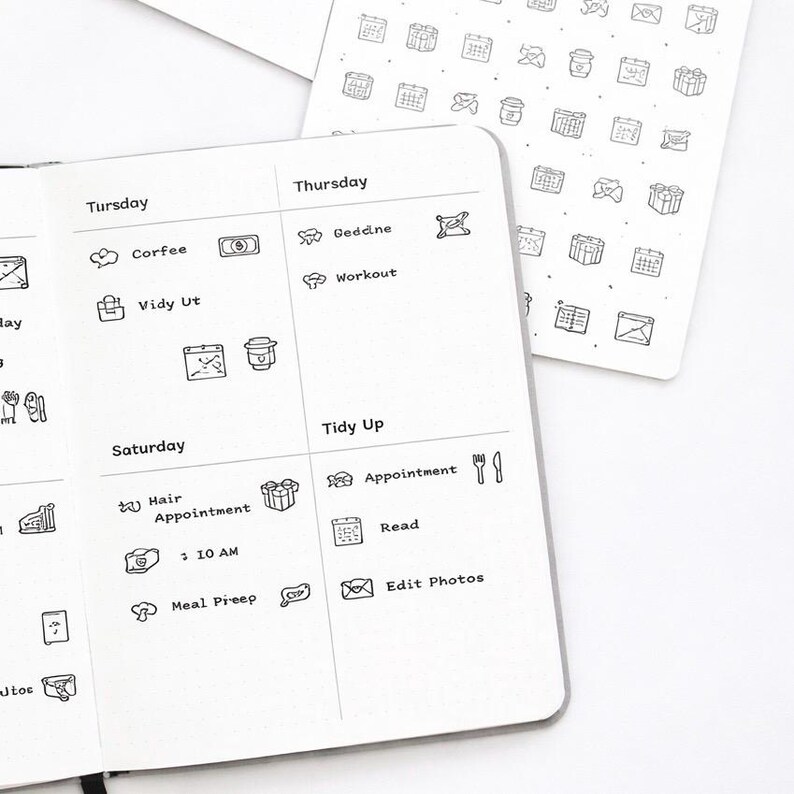 Mini Icon Planner Stickers | Journaling, Planning, Mixed Icons (1 Sheet ...