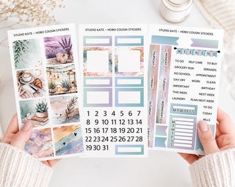 Soft Serenity | Kit de Adesivos Semanais A5 / Hobonichi Cousin | Adesivos em Tons Pastel para Agenda