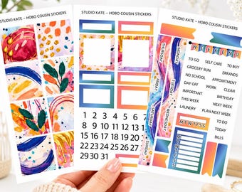 Gilded Brushstrokes | A5 Planner / Hobonichi Cousin Weekly Sticker Kit | Abstract Painted Style
