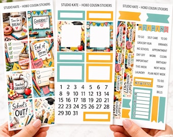 School’s Out | A5 Planner / Hobonichi Cousin Weekly Sticker Kit | Teacher End of Term Theme