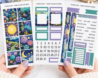 Moonlit Garden | A5 Planner / Hobonichi Cousin Weekly Sticker Kit | Fantasy Theme