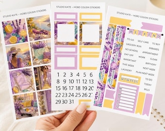 Lavender & Limoncello | A5 / Hobonichi Cousin Weekly Sticker Kit | Summer Colourful Planner Stickers