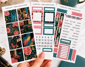 Pretty Fierce | A5 / Hobonichi Cousin Weekly Sticker Kit | Leopard Pink Teal Planner Stickers