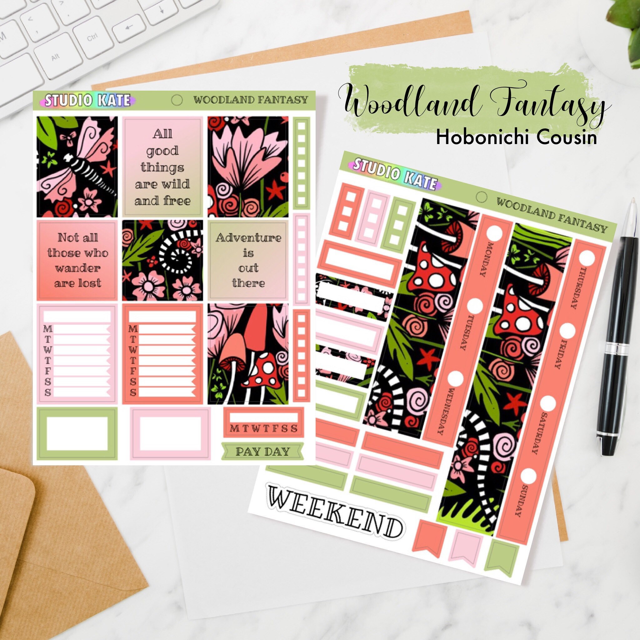 HOBONICHI COUSIN Weekly Sticker Kit 2 Sheets of Planner Etsy