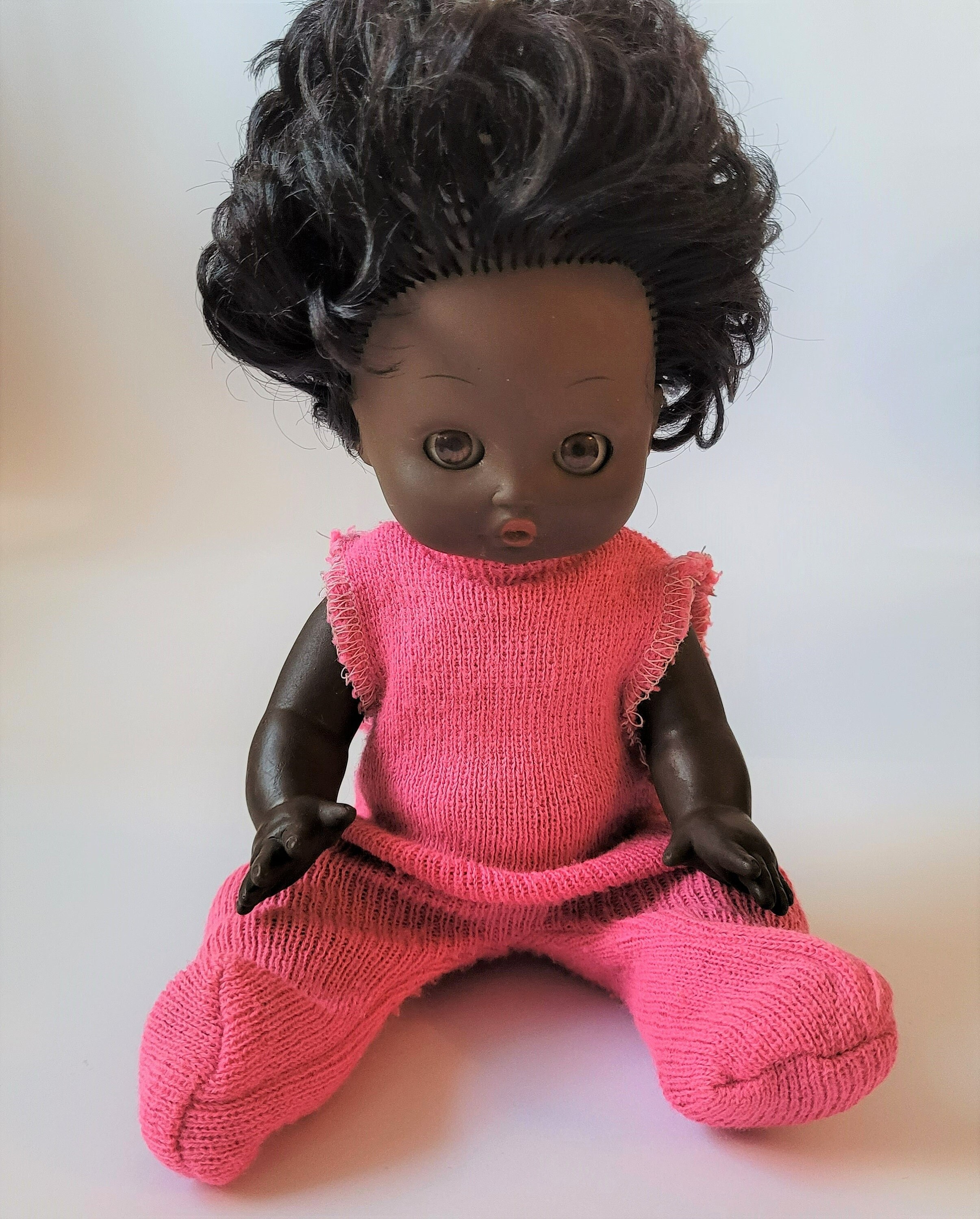 Vintage dark skin doll, African American doll, Ethnic doll, East Germany vintage doll