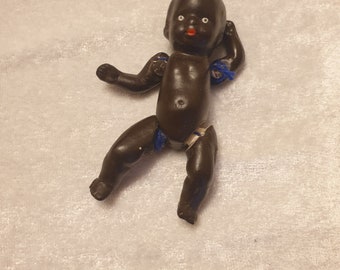 Vintage ceramic black baby doll, Gift for collector, Gift idea