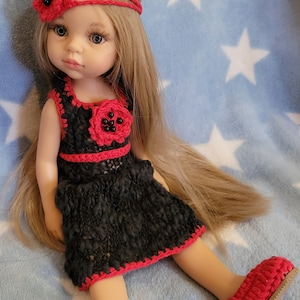 Black and red handmade knitted clothes for 13 inch doll clothes