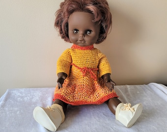 Vintage dark skin doll, African American doll, Ethnic doll, Collectible dolls, 16 inch doll, Gift idea